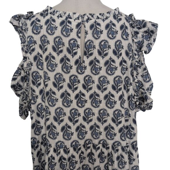 Crown & Ivy Flutter Sleeve Dress Womens Plus Size 3X White Blue Floral V Neck - Picture 9 of 10